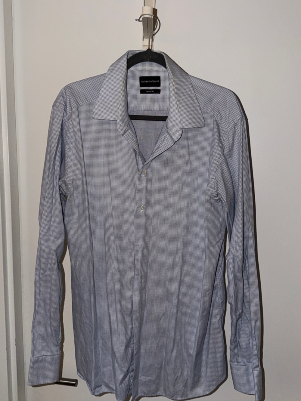 Armani Men's White and Blue Dress Shirt
